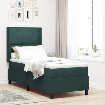 vidaXL Boxspring bed met hoofdeinde Donkergroen 80 x 200 cm, Verzenden