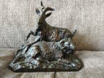 sculptuur, Chèvre et bouc - 19 cm - Brons