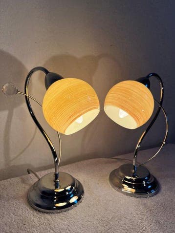 Lampe de table (2) - Chrome, Verre