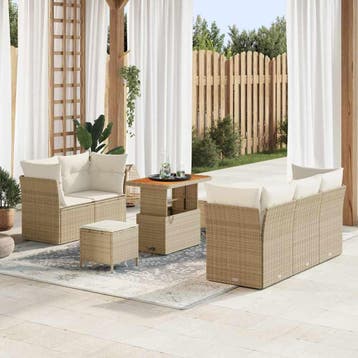 vidaXL Tuinbank Set 8 st Beige poly rattan, Verzenden