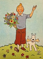 Tintin - Vrolijk Naamfeest - Ansichtkaart (1) - 1952-1952, Nieuw