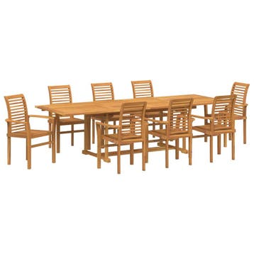 vidaXL Tuin Eettafel Set 9 st 280 x 100 x 75 cm Massief, Verzenden, Nieuw