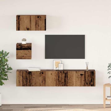 vidaXL Tv-meubelset 3 st Oud Hout Bewerkt hout, Verzenden, Nieuw