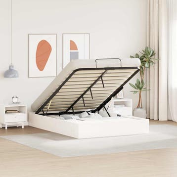 vidaXL Ottoman bedframe met opbergruimte Wit 140 x 200 cm, Huis en Inrichting, Slaapkamer | Bedden, Verzenden, Nieuw