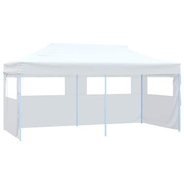 vidaXL Partytent met 4 zijwanden inklapbaar 3x6 m staal wit, Verzenden