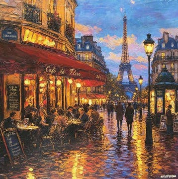 Néo Pablo - Paris After the Rain - Unique work - Hand signed, Antiek en Kunst