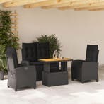 vidaXL 4-delige Tuinset met kussens poly rattan zwart, Verzenden, Nieuw, Tuinset