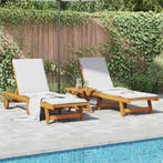 vidaXL Ligbedden 2 st met tafel massief acaciahout, Verzenden, Nieuw