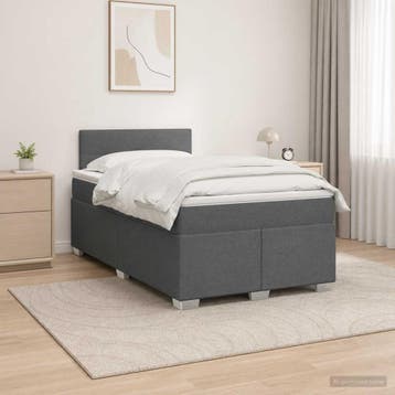 vidaXL Boxspringbed met matras en LED Donkergrijs 120 x 190, Verzenden, Nieuw