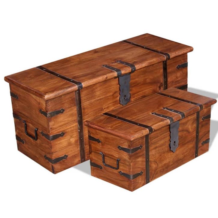 vidaXL 2-delige Opbergkistenset massief hout, Huis en Inrichting, Kasten | Overige, Nieuw, Verzenden
