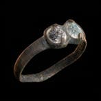 Médiéval Bronze Bague juive rare – incrustations
