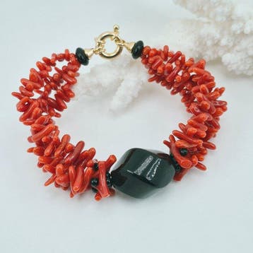 Corail rouge - Argent, Plaqué or - Bracelet - CORALLO