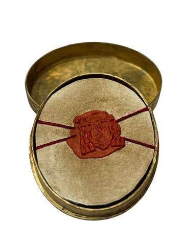 Reliekhouder - Brons, Gouden cartouche, Glas, Textiel - 20e