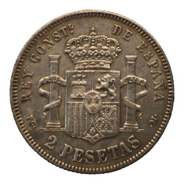 Spanje. 2 Pesetas Alfonso XIII 1892 Madrid