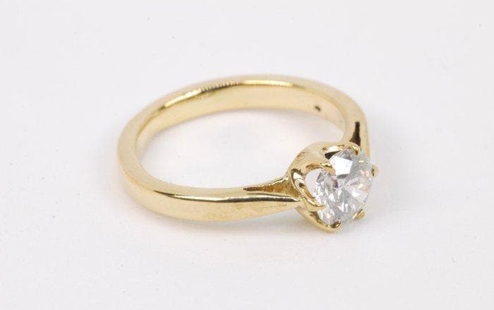 Bague - 14 carats Or jaune - 1.06ct. tw. Diamant (Naturelle), Handtassen en Accessoires, Ringen