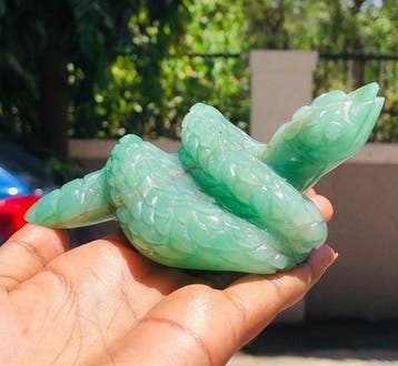 Beeld, No Reserve - Big Genuine Aventurine Carved Cobra -