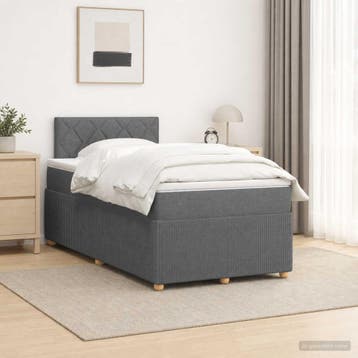 vidaXL Boxspringbed met matras Donkergrijs 120 x 190 cm Stof, Verzenden, Nieuw