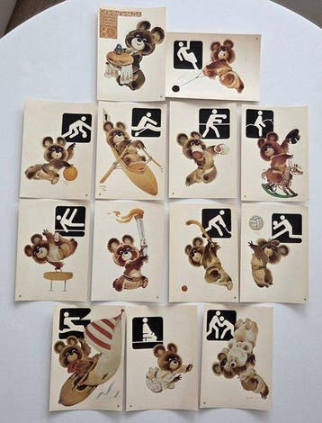 USSR - Olympische Spelen - Vintage postcards with Misha,, Verzamelen, Nieuw