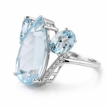 Zonder minimumprijs - Ring - 14 karaat Witgoud - 6.66ct. tw.