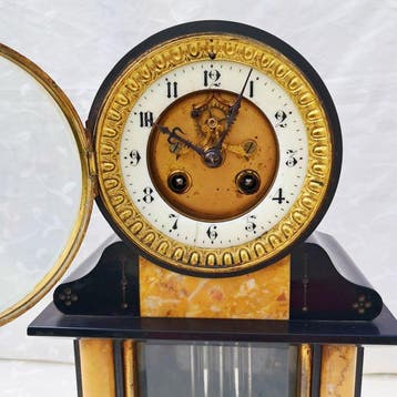 pendule de cheminée - Japy Frères & Cie - marbre, laiton -, Antiquités & Art