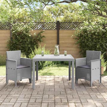 vidaXL Tuin Eettafel Set 3 st Lichtgrijs Polypropyleen, Verzenden, Nieuw