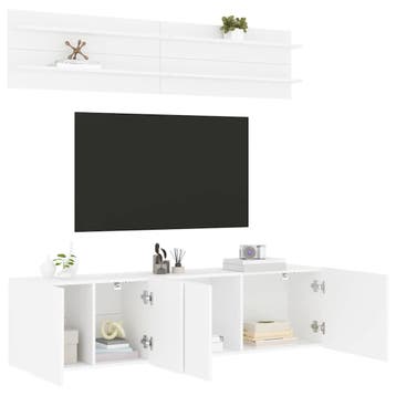 vidaXL 6-delige Tv-meubelset bewerkt hout wit, Huis en Inrichting, Verzenden, Nieuw