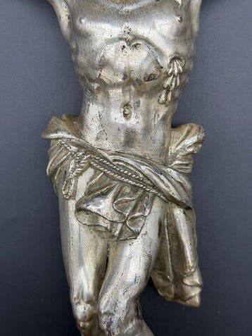 Barok Crucifix (3) - Verzilverd messing, Zilverbrons,