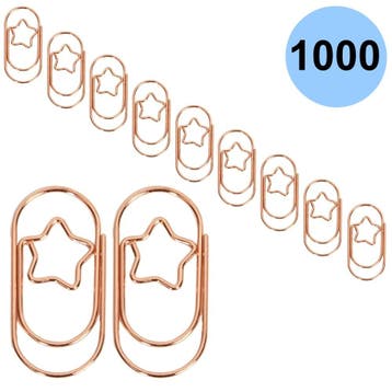 Fako Bijoux - 1000x Mini Paperclip Ster Rosé Goud - Rosé, Diversen, Cadeauverpakkingen, Verzenden, Nieuw