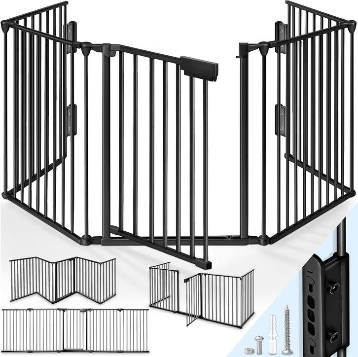 Veiligheidshek - Haardscherm - Hondenhek - 360 cm - Zwart -, Jardin & Terrasse, Portes de jardin, Envoi