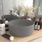 vidaXL Wastafel rond 40x15 cm keramiek mat lichtgrijs, Verzenden