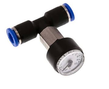 Manomètre 8mm Union Straight 0-10 bar (0-145psi), Verzenden