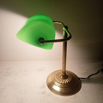Lampe de banquier - Verre vert - Notarislamp / Bureaulamp, Antiquités & Art