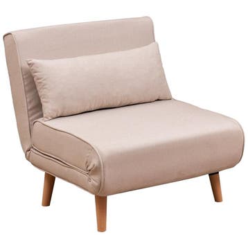 Evila Originals Opvouwbare Slaapbank 1-zits Crème - Fauteuil, Verzenden