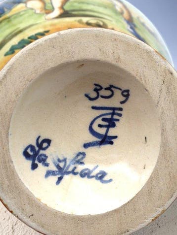 Rare La Sfida Tuscan Majolica Historiated Jug / Ewer -