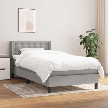 vidaXL Boxspring met matras stof lichtgrijs 90x200 cm, Verzenden, Nieuw