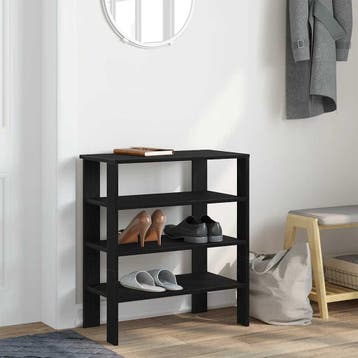 vidaXL Schoenenrek 61x32x70 cm bewerkt hout zwart, Verzenden