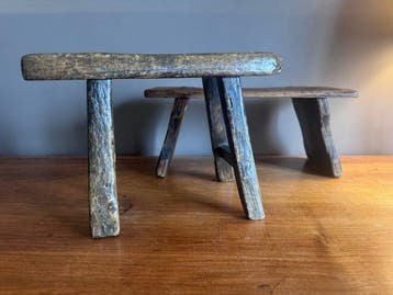 Kruk (2) - Eik - Paar antieke banken, Antiek en Kunst