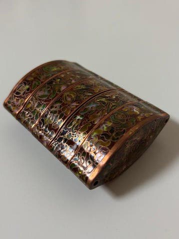 Koper, cloisonné-emaille, zijde, glas - Koper,