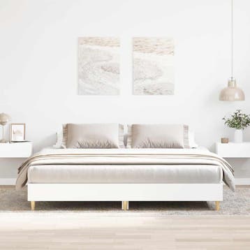 vidaXL Bedframe zonder matras 160x200 cm spaanplaat wit, Verzenden