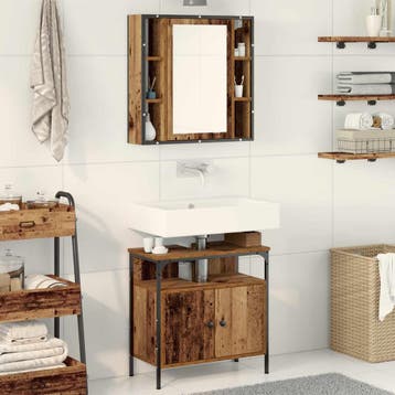 vidaXL Badkamermeubel Set met plank 2 pcs Bruin Bewerkt hout, Verzenden
