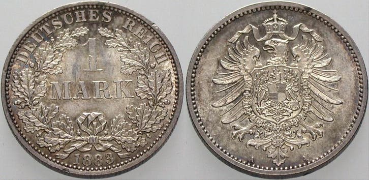 1 Mark 1883 A Kleinmunten-kaiserreich Kleiner Adler, Timbres & Monnaies, Monnaies | Europe | Monnaies non-euro, Envoi