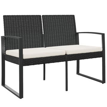 2-zits tuinbank zwart - 65% KORTING! Mis deze bodemprijs..., Jardin & Terrasse, Verzenden