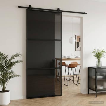 vidaXL Schuifdeur 90 x 205 cm Gehard glas en aluminium, Doe-het-zelf en Bouw, Verzenden, Nieuw