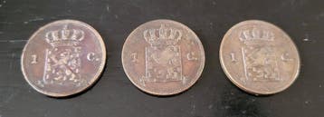 Pays-Bas. Willem III. 1 Cent 1863, 1876, 1877 (Sans prix de