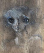 Robert Detheux (1932-2010) - Portrait surréaliste aux yeux, Antiek en Kunst