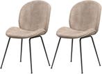 Eetkamerstoelen - Set van 2 - Fluweel - Bruin - COSTWAY, Huis en Inrichting, Stoelen, Verzenden, Nieuw