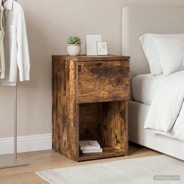 vidaXL Bedkast Gerookt eiken 29 x 31,5 x 49 cm Bewerkt hout, Verzenden
