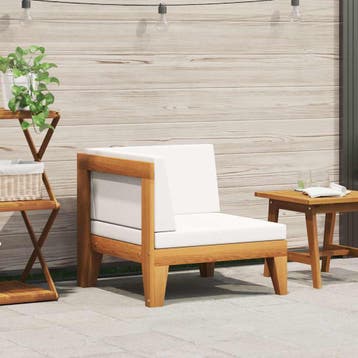 vidaXL Hoekbank sectioneel met crèmewitte kussens acaciahout, Tuin en Terras, Verzenden, Nieuw