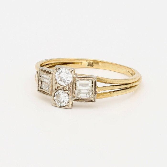 Bague - 18 carats Or jaune, Or blanc Diamant (Naturelle), Handtassen en Accessoires, Ringen