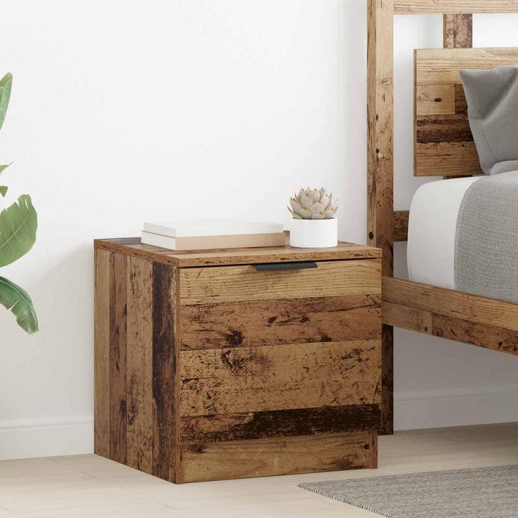 vidaXL Bedkast met lade 2 pcs Oudhout 40 x 39 x 40cm Bewerkt, Huis en Inrichting, Slaapkamer | Nachtkastjes, Nieuw, Verzenden